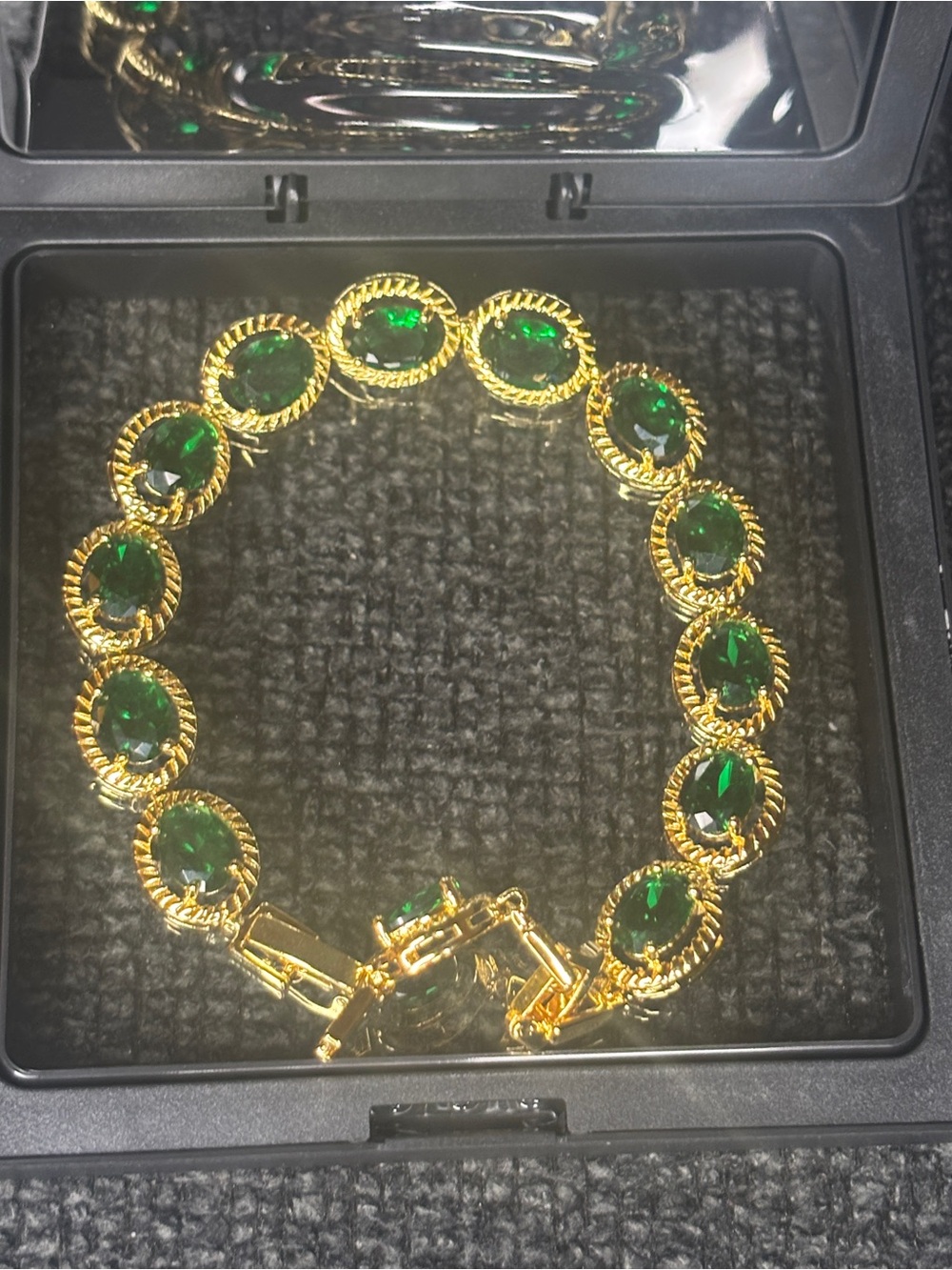 Emerald Green Gold-Tone Crystal Bracelet